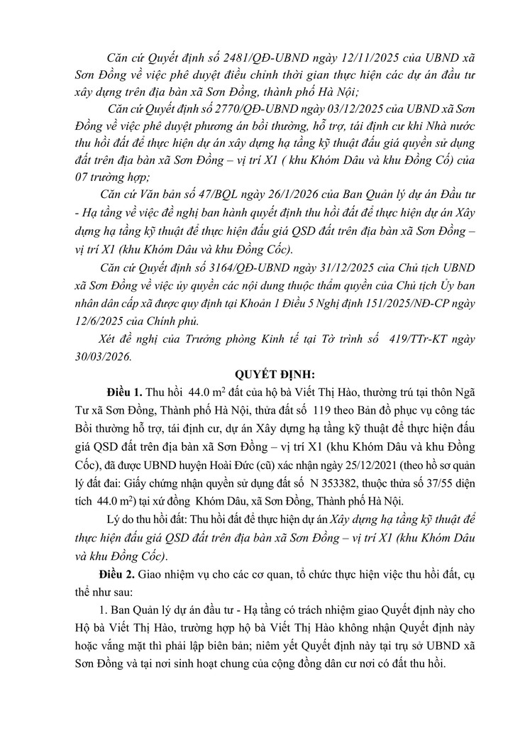 Quyết định về việc thu hồi đấy để thực hiện dự án trên địa bàn xã Sơn Đồng- Ảnh 14.