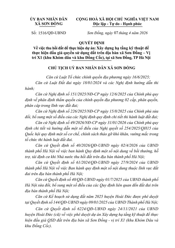 Quyết định về việc thu hồi đấy để thực hiện dự án trên địa bàn xã Sơn Đồng- Ảnh 10.