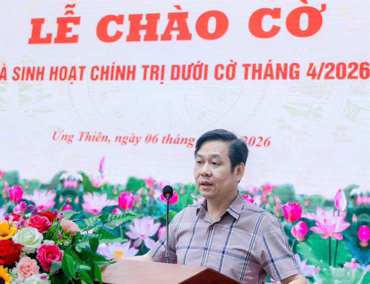 Xã Ứng Thiên tổ chức Lễ chào cờ và sinh hoạt chính trị dưới cờ tháng 4-2026.- Ảnh 3.