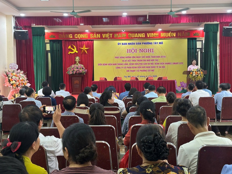 UBND phường Tây Mỗ hưởng ứng Ngày Sức khỏe toàn dân (07/4) và ký kết ghi nhớ hợp tác với các Bệnh viện nâng cao chất lượng y tế cơ sở- Ảnh 1.