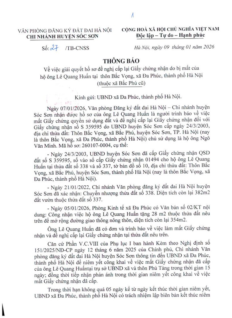 THÔNG BÁO CÔNG KHAI NIÊM YẾT- Ảnh 1.