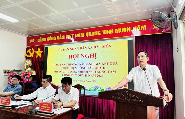 UBND xã tổ chức Hội nghị giao ban thường kỳ đánh giá kết quả thực hiện nhiệm vụ công tác quý I- Ảnh 4.