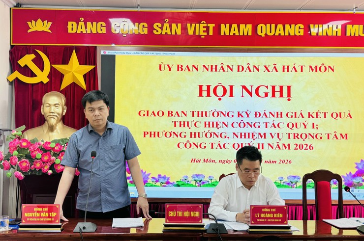 UBND xã tổ chức Hội nghị giao ban thường kỳ đánh giá kết quả thực hiện nhiệm vụ công tác quý I- Ảnh 3.