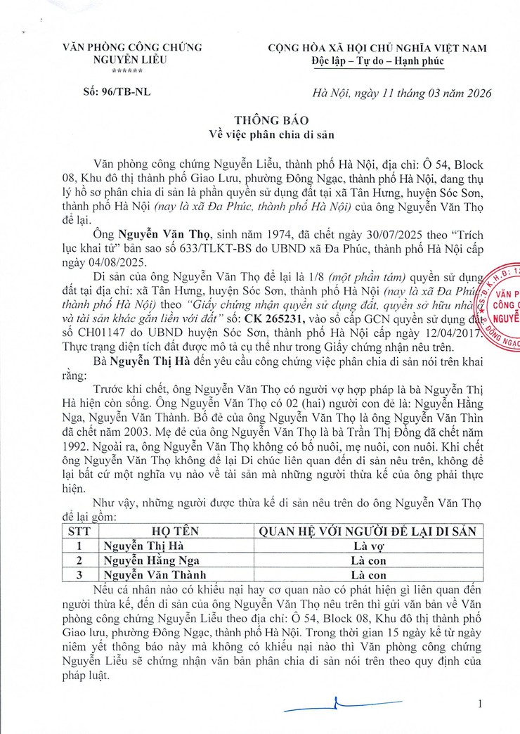 Thông báo- Ảnh 1.