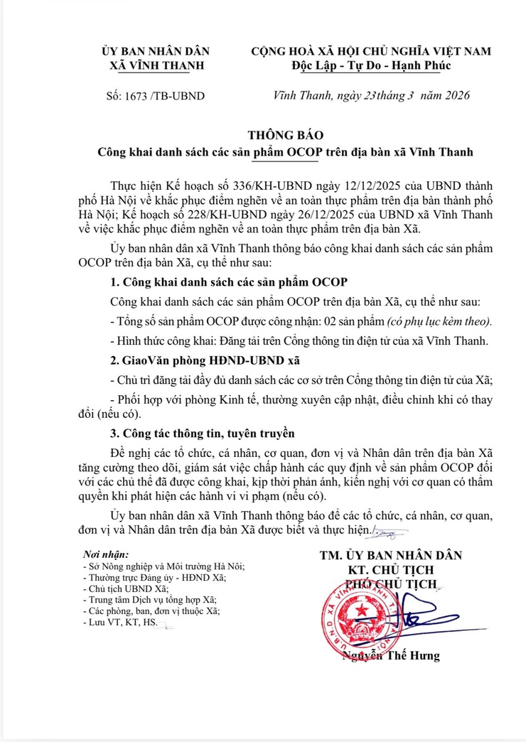 UBND xã Công khai danh sách các sản phẩm OCOP trên địa bàn xã- Ảnh 1.