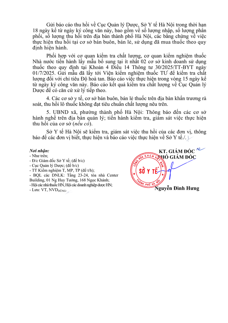 Thông báo thu hồi thuốc Viên nén bao phim PERFUZIC® (Acid thioctic 600mg)- Ảnh 2.