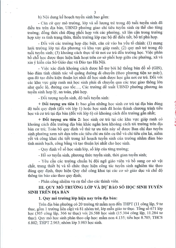 Kế hoạch tuyển sinh vào các trường mầm non, lớp 1 và lớp 6 năm học 2026 - 2027 trên địa bàn phường Tây Mỗ- Ảnh 3.