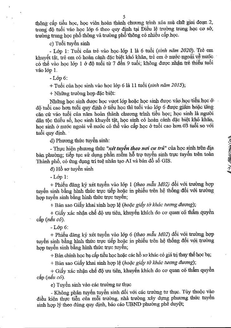 Kế hoạch tuyển sinh vào các trường mầm non, lớp 1 và lớp 6 năm học 2026 - 2027 trên địa bàn phường Tây Mỗ- Ảnh 5.