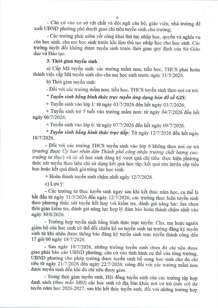Kế hoạch tuyển sinh vào các trường mầm non, lớp 1 và lớp 6 năm học 2026 - 2027 trên địa bàn phường Tây Mỗ- Ảnh 6.