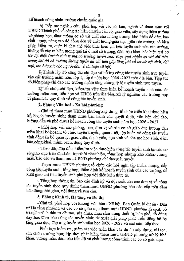 Kế hoạch tuyển sinh vào các trường mầm non, lớp 1 và lớp 6 năm học 2026 - 2027 trên địa bàn phường Tây Mỗ- Ảnh 8.