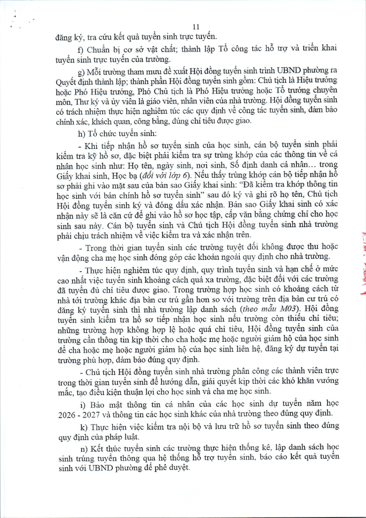 Kế hoạch tuyển sinh vào các trường mầm non, lớp 1 và lớp 6 năm học 2026 - 2027 trên địa bàn phường Tây Mỗ- Ảnh 11.