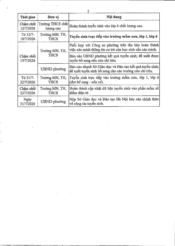 Kế hoạch tuyển sinh vào các trường mầm non, lớp 1 và lớp 6 năm học 2026 - 2027 trên địa bàn phường Tây Mỗ- Ảnh 14.