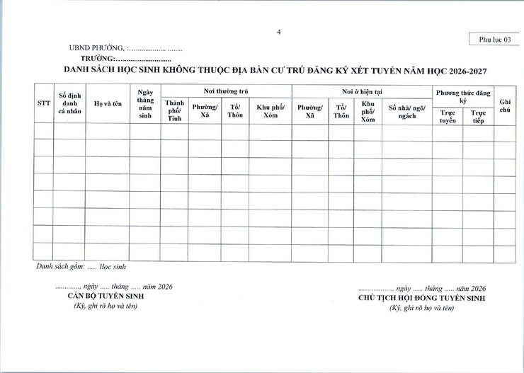 Kế hoạch tuyển sinh vào các trường mầm non, lớp 1 và lớp 6 năm học 2026 - 2027 trên địa bàn phường Tây Mỗ- Ảnh 16.