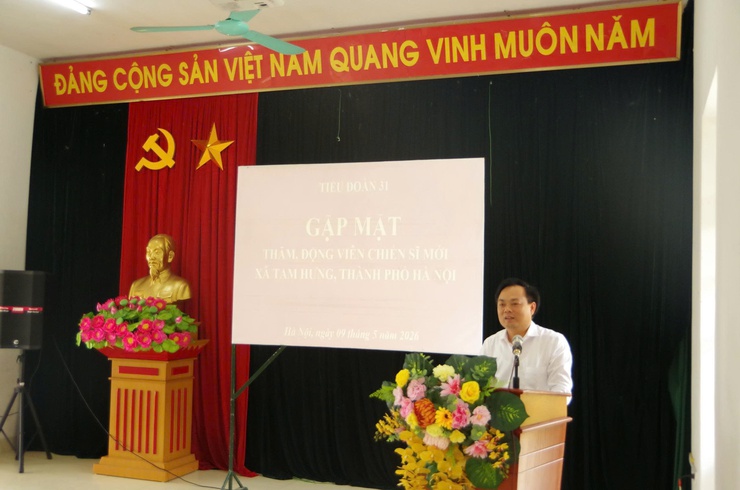 ĐOÀN LÃNH ĐẠO XÃ TAM HƯNG THĂM, ĐỘNG VIÊN CHIẾN SĨ MỚI HUẤN LUYỆN TẠI TIỂU ĐOÀN 31, LỮ ĐOÀN CÔNG BINH 28- Ảnh 2.