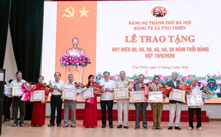 Đảng ủy xã Ứng Thiên tổ chức trao tặng Huy hiệu Đảng nhân dịp kỷ niệm Ngày sinh Chủ tịch Hồ Chí Minh 19/5- Ảnh 2.