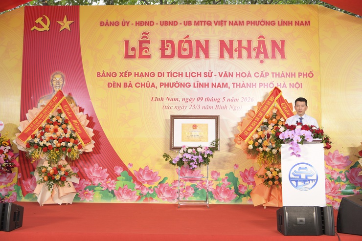 PHƯỜNG LĨNH NAM TRANG TRỌNG TỔ CHỨC LỄ ĐÓN NHẬN BẰNG XẾP HẠNG DI TÍCH LỊCH SỬ - VĂN HÓA CẤP THÀNH PHỐ ĐỀN BÀ CHÚA- Ảnh 3.