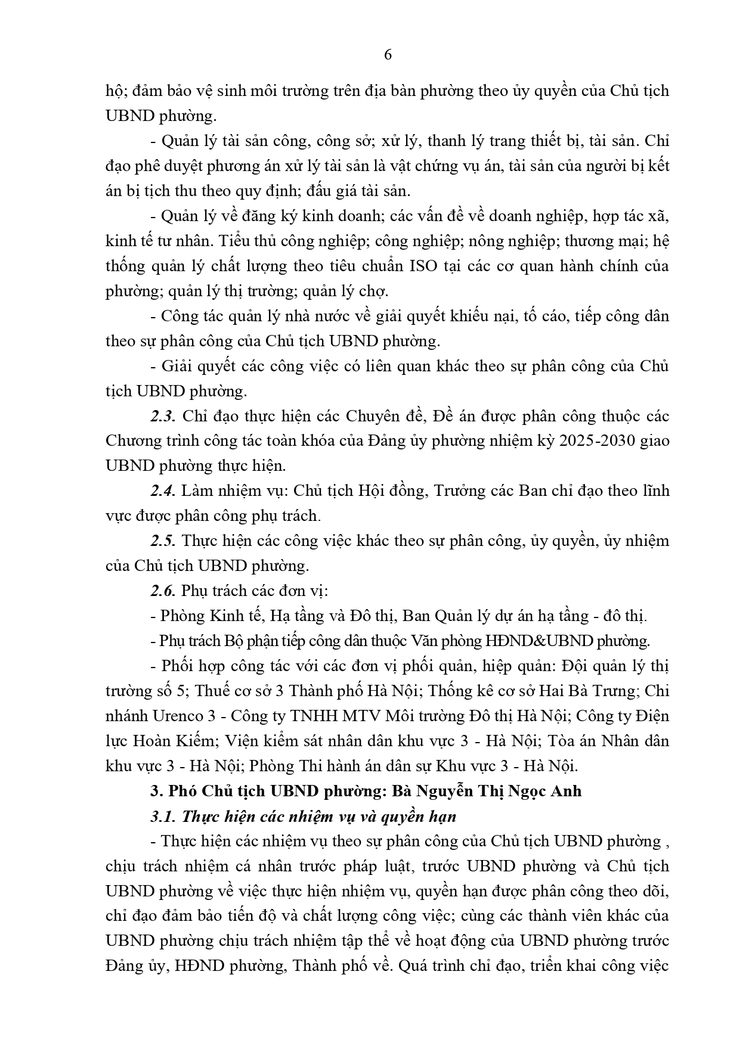 Quyết định 1168/QĐ-UBND ngày 24/04/2026 của UBND phường Bach Mai về việc phân công công tác của các Thành viên UBND phường, nhiệm kỳ 2026 - 2031- Ảnh 6.