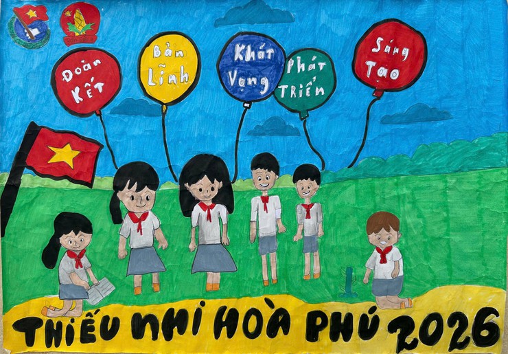  Hội thi vẽ tranh với chủ đề “Thiếu nhi Hòa Phú - Vững bước tiến vào kỷ nguyên mới”- Ảnh 1.