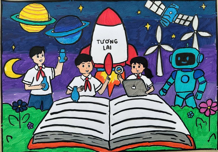  Hội thi vẽ tranh với chủ đề “Thiếu nhi Hòa Phú - Vững bước tiến vào kỷ nguyên mới”- Ảnh 4.