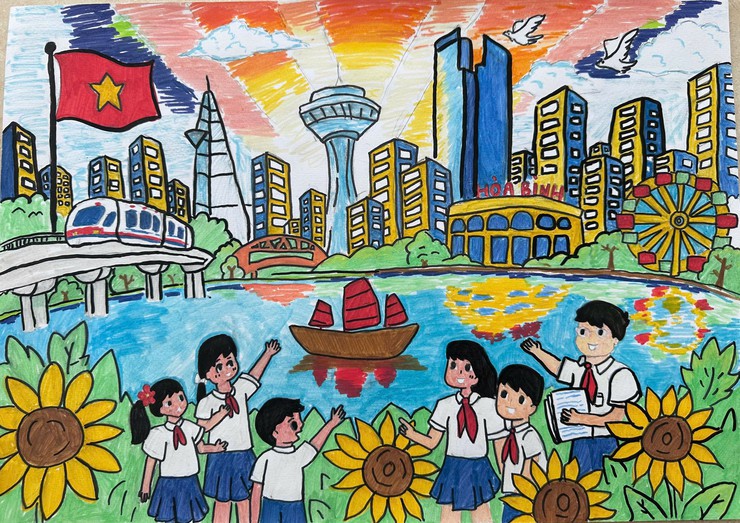  Hội thi vẽ tranh với chủ đề “Thiếu nhi Hòa Phú - Vững bước tiến vào kỷ nguyên mới”- Ảnh 5.