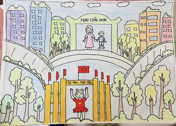 Thiếu nhi Minh Châu lan tỏa tình yêu quê hương qua cuộc thi vẽ tranh "Em vẽ Minh Châu: Xanh - Văn minh - Hạnh phúc".- Ảnh 4.