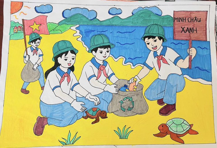 Thiếu nhi Minh Châu lan tỏa tình yêu quê hương qua cuộc thi vẽ tranh "Em vẽ Minh Châu: Xanh - Văn minh - Hạnh phúc".- Ảnh 6.
