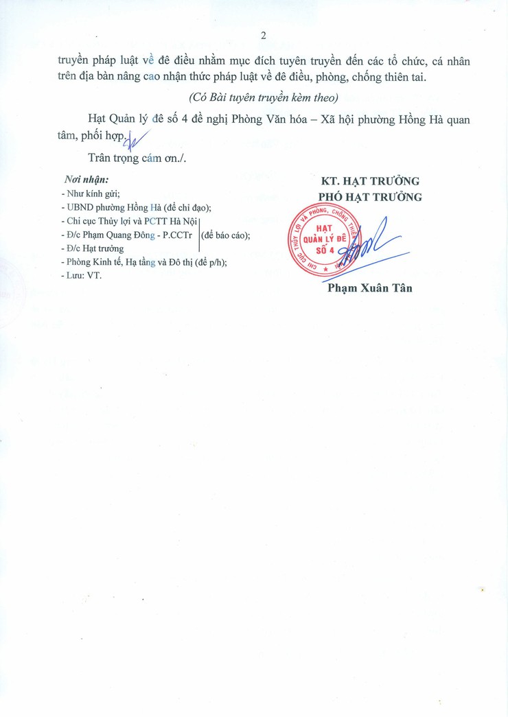 Tăng cường tuyên truyền, phổ biến pháp luật về đê điều và phòng, chống thiên tai trên địa bàn phường Hồng Hà- Ảnh 2.