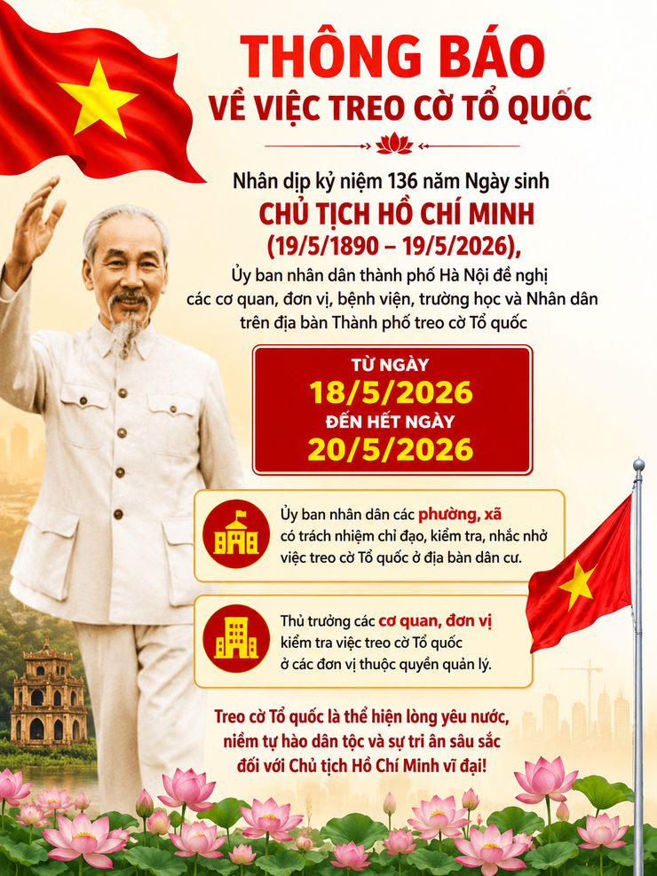 Xã Tam Hưng đẩy mạnh tuyên truyền treo cờ Tổ quốc nhân kỷ niệm 136 năm ngày sinh Chủ tịch Hồ Chí Minh- Ảnh 1.