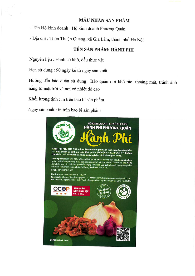 Bản tự công bố sản phẩm Hành phi- Ảnh 3.