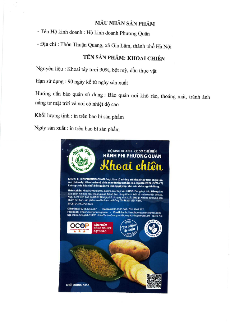 Bản tự công bố sản phẩm Khoai chiên- Ảnh 3.