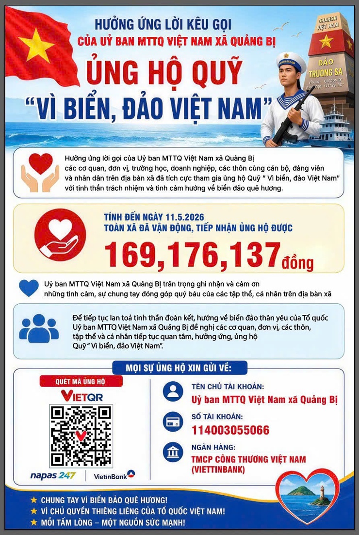 Quảng Bị: Tiếp nhận hơn 169 triệu đồng ủng hộ Quỹ “Vì biển, đảo Việt Nam” năm 2026- Ảnh 1.