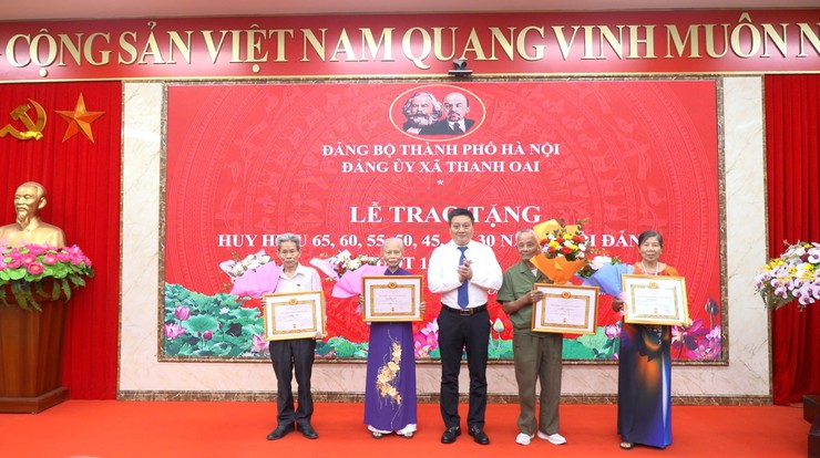 Đảng uỷ xã Thanh Oai: Trao tặng 38 Huy hiệu Đảng đợt 19/5- Ảnh 6.