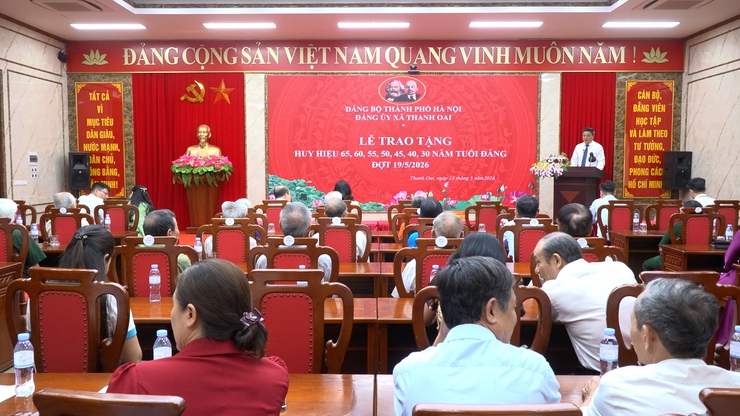 Đảng uỷ xã Thanh Oai: Trao tặng 38 Huy hiệu Đảng đợt 19/5- Ảnh 1.