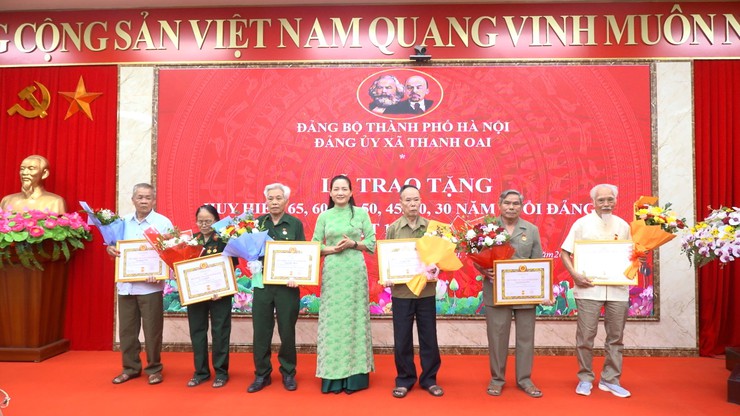 Đảng uỷ xã Thanh Oai: Trao tặng 38 Huy hiệu Đảng đợt 19/5- Ảnh 7.