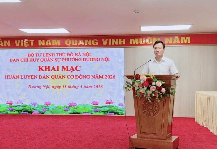 Ban Chỉ huy quân sự phường Dương Nội khai mạc huấn luyện dân quân cơ động năm 2026- Ảnh 1.