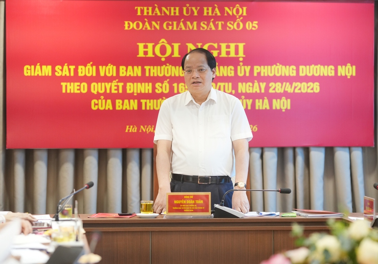 Đoàn giám sát số 05 Ban Thường vụ Thành uỷ làm việc với Ban Thường vụ Đảng uỷ phường Dương Nội- Ảnh 5.