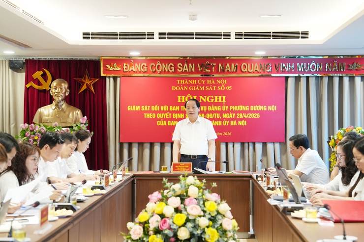 Đoàn giám sát số 05 Ban Thường vụ Thành uỷ làm việc với Ban Thường vụ Đảng uỷ phường Dương Nội- Ảnh 1.