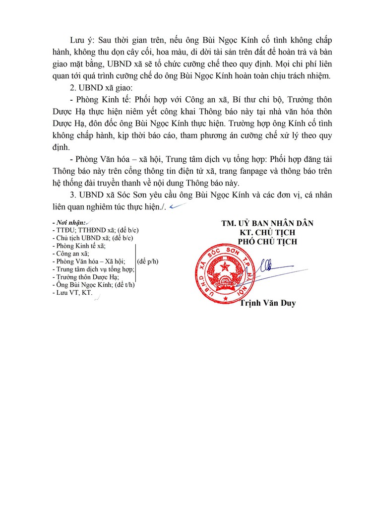 THÔNG BÁO THU DỌN CÂY CỐI, HOA MÀU, VẬT KIẾN TRÚC, CÔNG TRÌNH, TÀI SẢN TRÊN ĐẤT ĐỂ BÀN GIAO MẶT BẰNG DIỆN TÍCH ĐẤT CÔNG, ĐẤT CÔNG ÍCH TRÊN ĐỊA BÀN XÃ SÓC SƠN, THÀNH PHỐ HÀ NỘI- Ảnh 4.