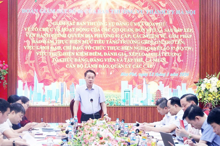 Ban thường vụ Đảng ủy xã Hòa Phú: Tiếp và làm việc với Đoàn giám sát số 06 của Ban thường vụ Thành ủy Hà Nội- Ảnh 2.