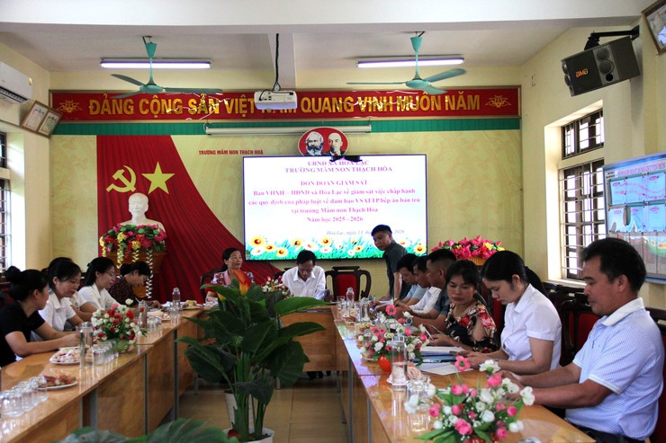 Ban Văn hóa – Xã hội HĐND xã Hòa Lạc giám sát công tác bảo đảm an toàn thực phẩm bán trú tại Trường Mầm non, Tiểu học Thạch Hòa- Ảnh 2.
