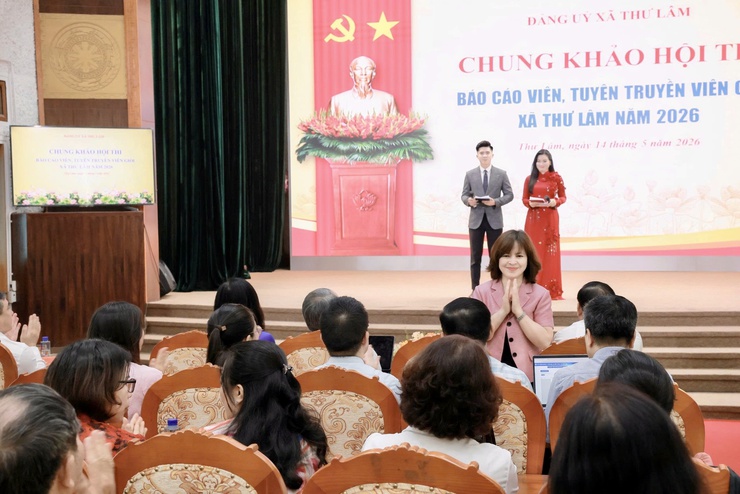Xã Thư Lâm tổ chức Chung khảo Hội thi Báo cáo viên, tuyên truyền viên giỏi năm 2026- Ảnh 1.