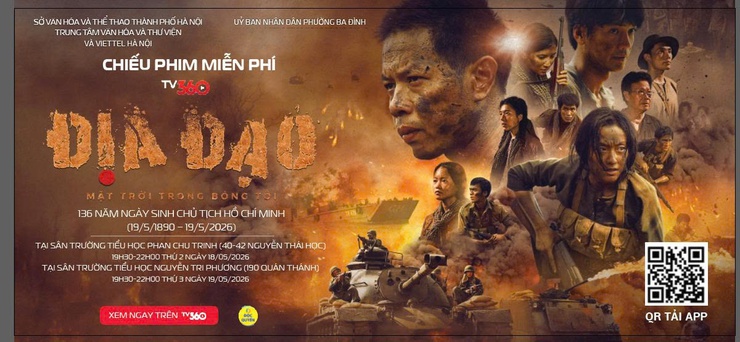 PHƯỜNG BA ĐÌNH TỔ CHỨC CHIẾU PHIM MIỄN PHÍ "ĐỊA ĐẠO – MẶT TRỜI TRONG BÓNG TỐI" PHỤC VỤ NHÂN DÂN- Ảnh 1.