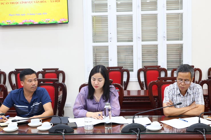 Thạch Thất họp nghe báo cáo tiến độ giải ngân vốn đầu tư công và giải phóng mặt bằng các dự án văn hóa – xã hội- Ảnh 1.