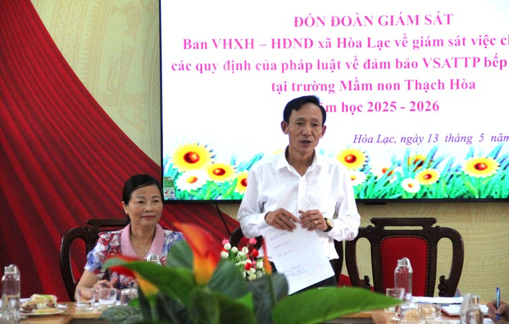 Ban Văn hóa – Xã hội HĐND xã Hòa Lạc giám sát công tác bảo đảm an toàn thực phẩm bán trú tại Trường Mầm non, Tiểu học Thạch Hòa- Ảnh 9.