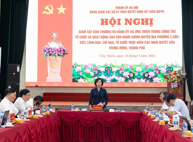 Đoàn giám sát số 7 của Thành ủy Hà Nội làm việc với Đảng ủy xã Ứng Thiên về công tác tổ chức, hoạt động chính quyền địa phương hai cấp- Ảnh 6.