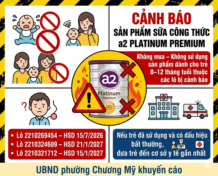 Phường Chương Mỹ cảnh báo sản phẩm sữa công thức a2 Platinum Premium dành cho trẻ 0–12 tháng tuổi- Ảnh 1.
