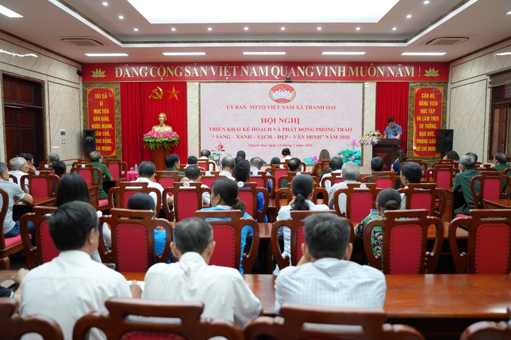 UBMTTQ Việt Nam xã Thanh Oai phát động phong trào "Thôn, Tổ dân phố Sáng – xanh – sạch – đẹp – văn minh" năm 2026- Ảnh 1.