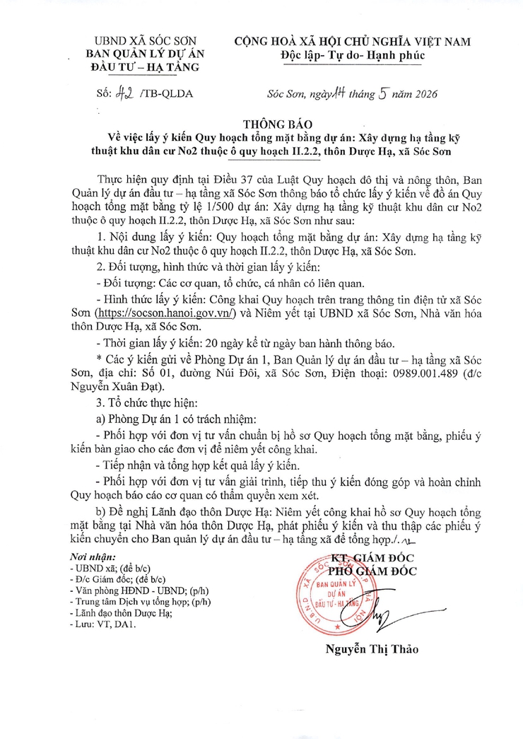 XÃ SÓC SƠN LẤY Ý KIẾN QUY HOẠCH TMB DỰ ÁN XÂY DỰNG HTKT KHU DÂN CƯ NO2 THUỘC Ô QUY HOẠCH II.2.2, THÔN DƯỢC HẠ- Ảnh 1.
