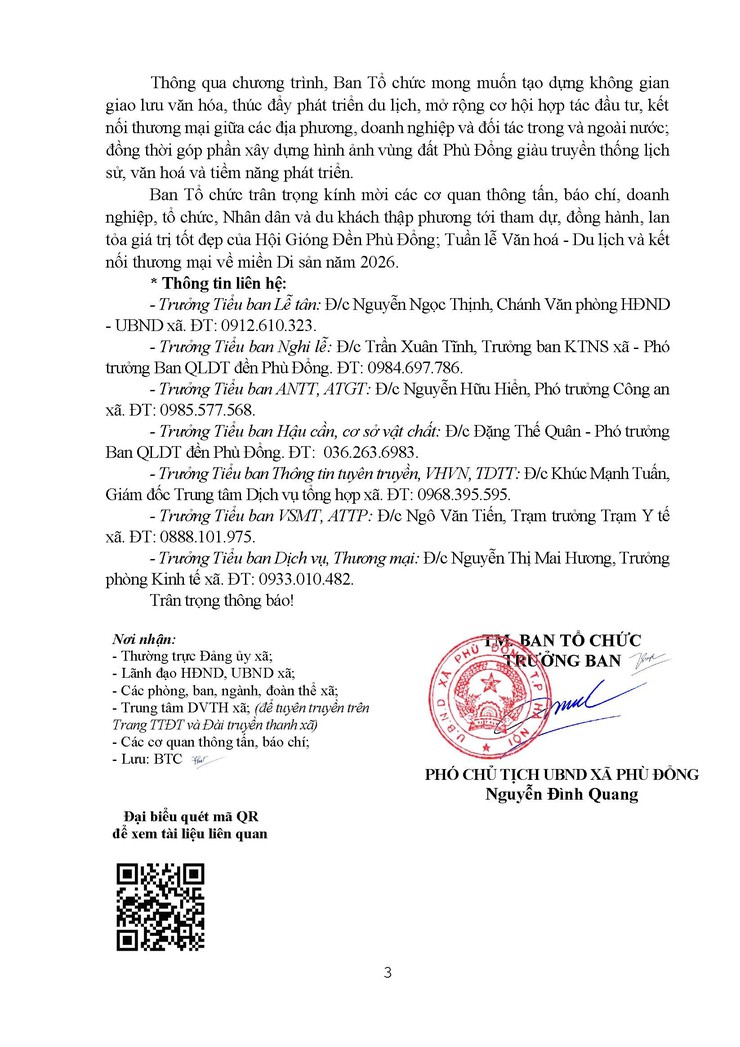 Thông cáo báo chí Chương trình Hội Gióng Đền Phù Đổng; Tuần lễ Văn hoá - Du lịch và kết nối thương mại về miền Di sản năm 2026- Ảnh 3.