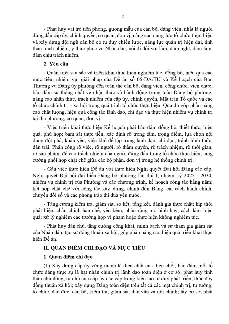 Kế hoạch Thực hiện Đề án số 05-ĐA/TU, ngày 01/4/2026 của Thành ủy Hà Nội về "nâng cao năng lực lãnh đạo, sức chiến đấu của các cấp ủy đảng; phát huy vai trò tiên phong, gương mẫu, trách nhiệm của cán bộ, đảng viên...- Ảnh 2.